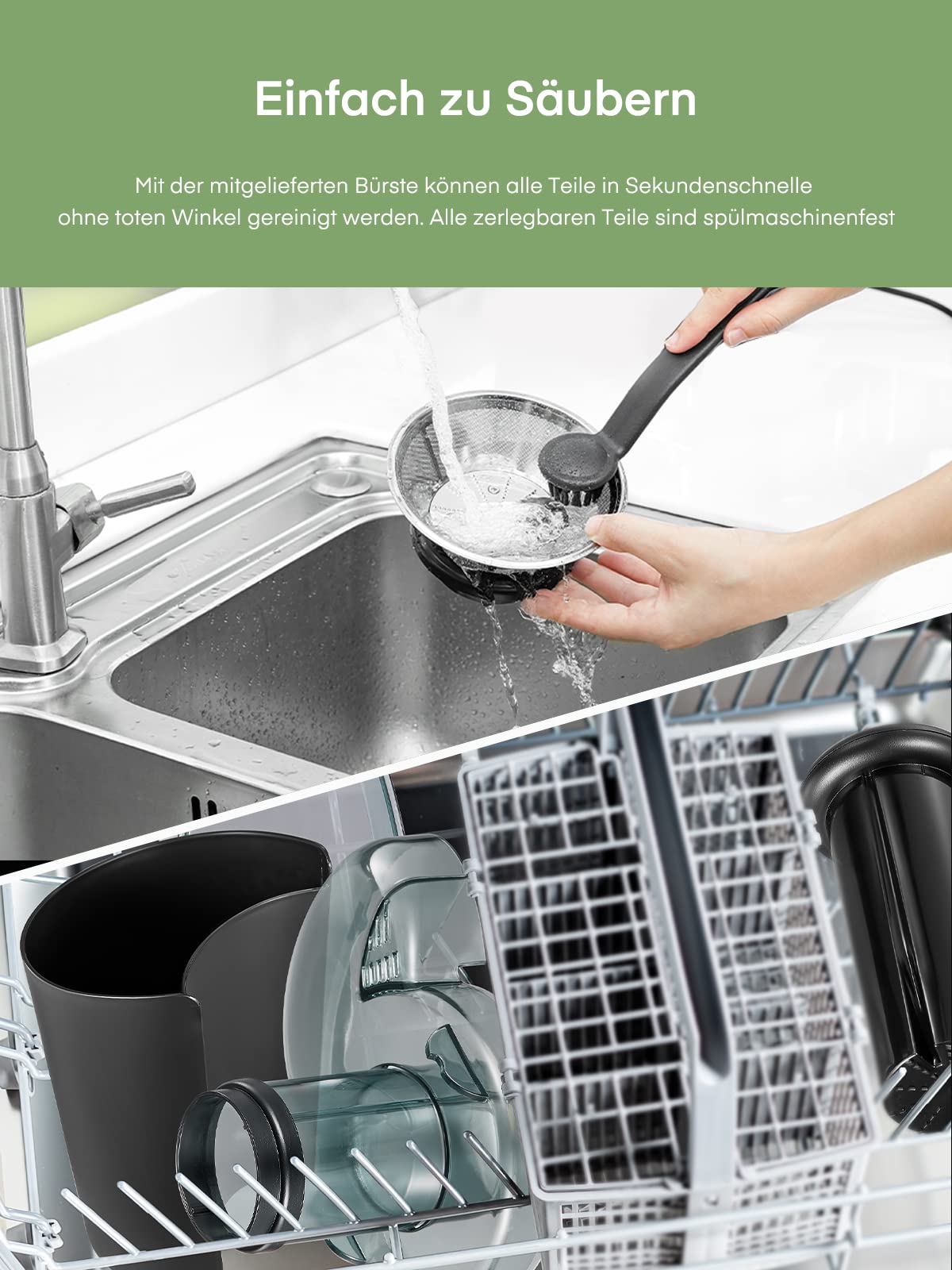 Juilist Entsafter Gemüse und Obst 800W, Edelstahl Saftpresse mit 75mm Einfüllöffnung, 2 Geschwindigkeitsstufen, 1100ml Saftbehälter, Einfach zu Reinigen, inkl. Bürste & Rezeptbuch