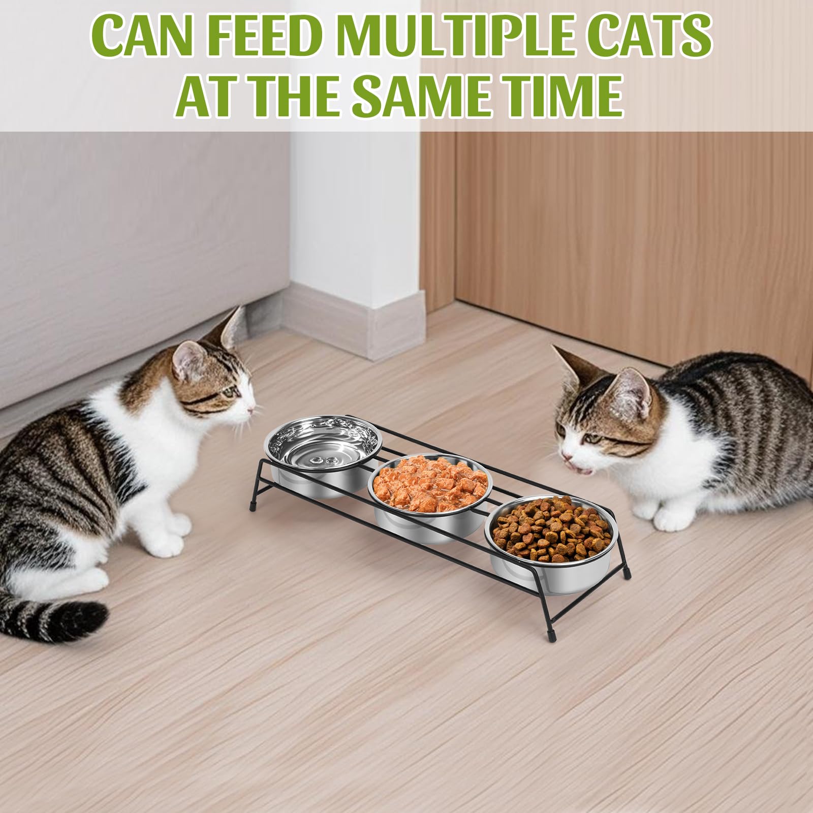 Lot de 3 gamelles surélevées en acier inoxydable pour chats, chiots, lapins