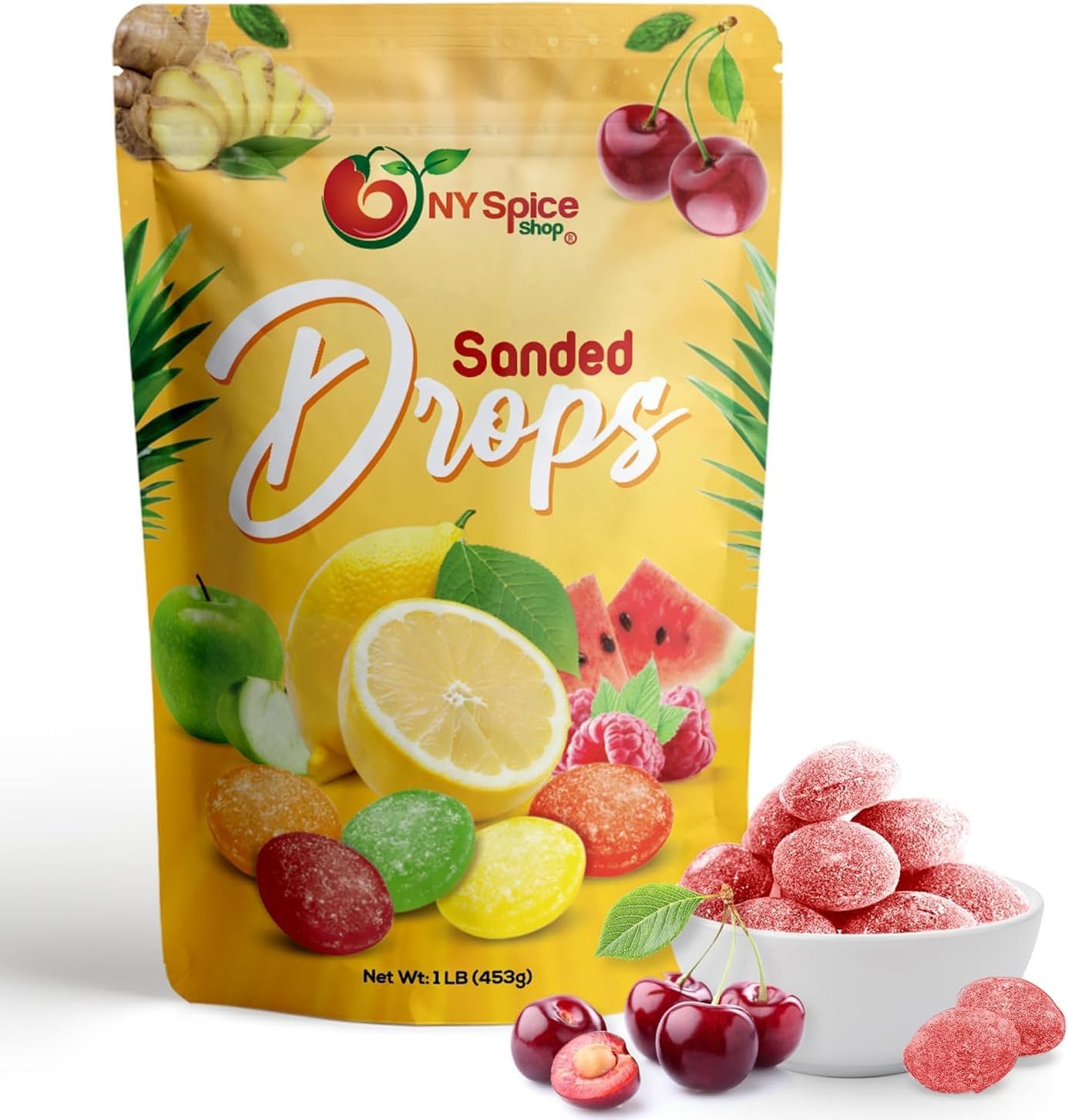 Wild Cherry Sanded Candy Drops - 2 Pound Old Fashioned Sanded Drops - Fresh Delicious Bulk Candy - Sanded Hard Candy - Tangy and Sweet Healthy Snacks