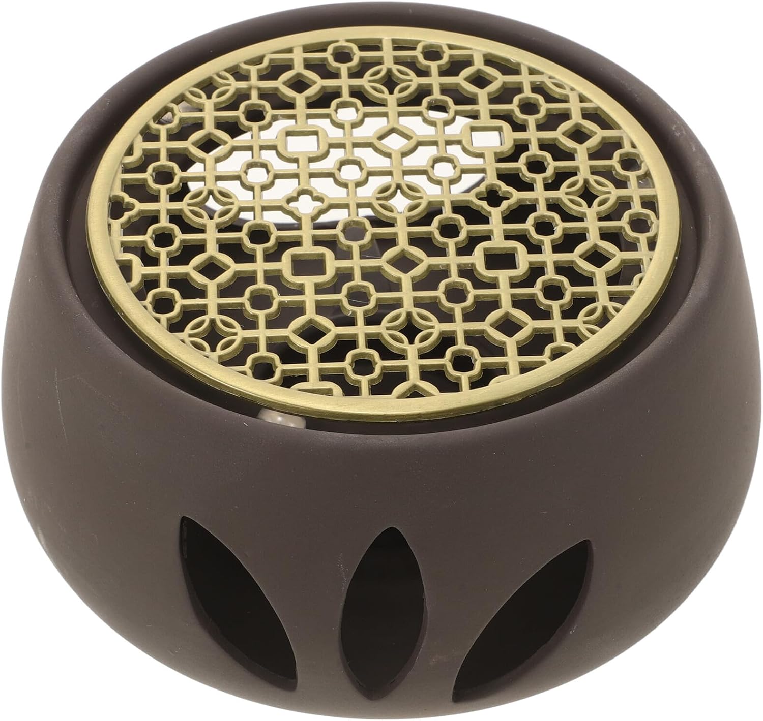 Artibetter Japanese Style Glass Teapot Warmer with Candle Holder Dark Ceramic Base with Tea Light Warmers for Home and Office Use