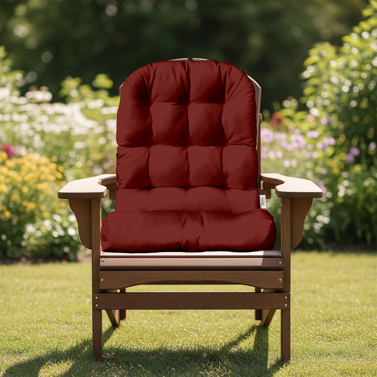 RSH DECOR: Sunbrella Tufted Adirondack Chair Cushion | 42.5” x 21” | Sunbrella Performance Fabric | Water and Fade-Resistant | Outdoor Cushion for Patio Furniture | Made in USA | Canvas Burgundy