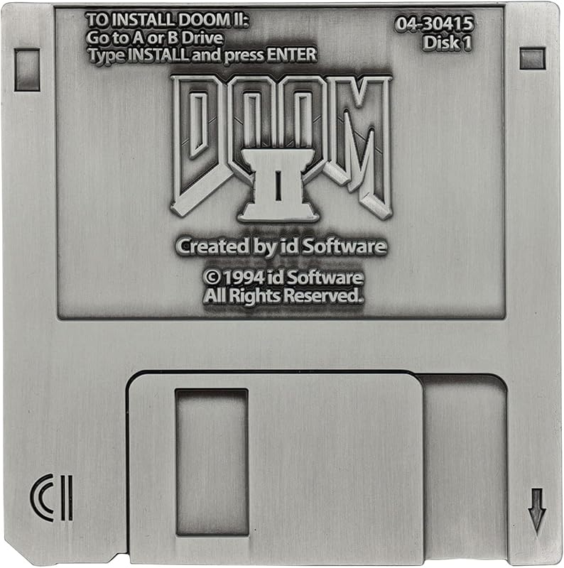 Réplica de disquete de metal en relieve del juego Fanattik Doom 2