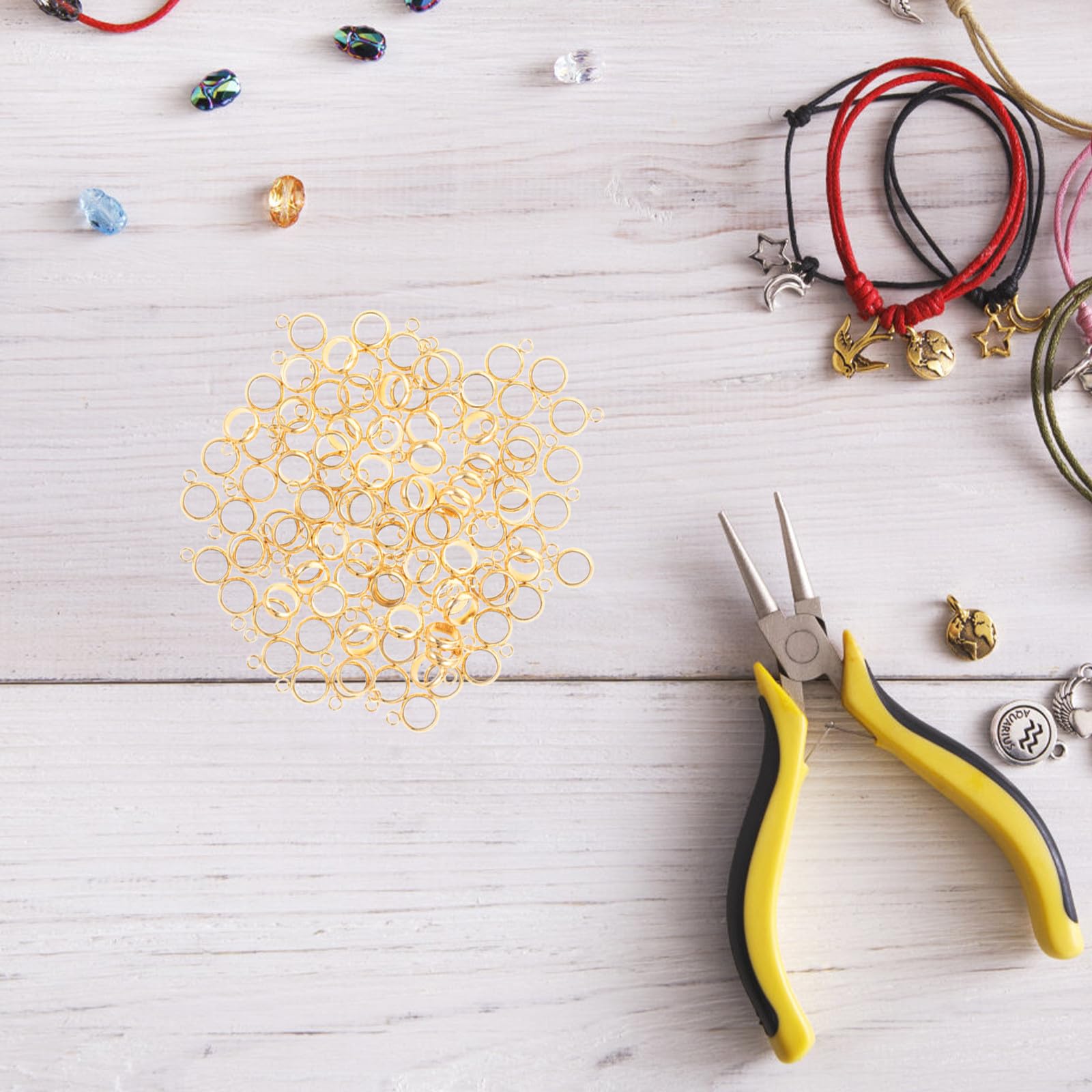 Cuentas Ligeras y Fáciles de Usar 100 Piezas para Hacer Joyas de Acero Inoxidable Dorado para Bricolaje y Manualidades DIY