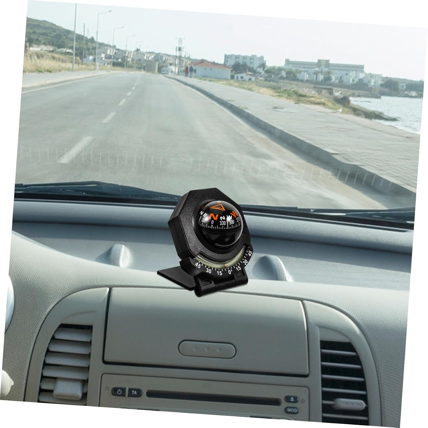 Portable Car Compass Ball for Dashboard Luminous Auto Compass with Abs Acrylic Durable Material Adjustable Direction Indicator for Vehicles and Outdoor Navigation