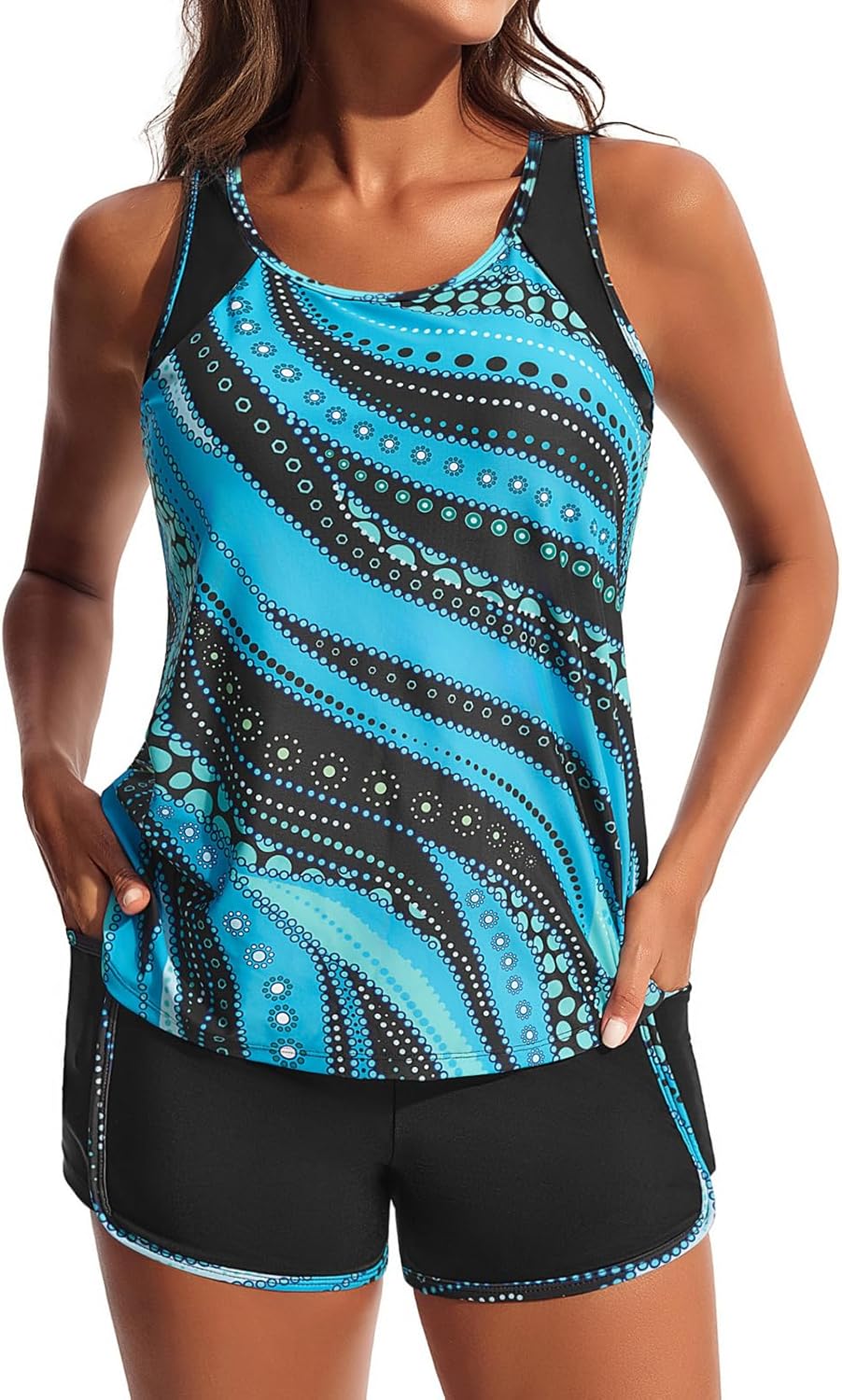 Hanna Nikole 3 Piece Tankini Swimsuits for Women, Swim Suits for Women 2026, Swim Tank Top with Bra Boy Shorts