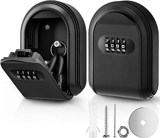 Flutesan 2 Pcs Lock Box for Keys with Code, Wall Mount Key Lock Box 4 Digit Combination with Resettable Code Security Waterproof Big Keybox for Home, Office, Apartment Spare Keys Hide a Key Storage