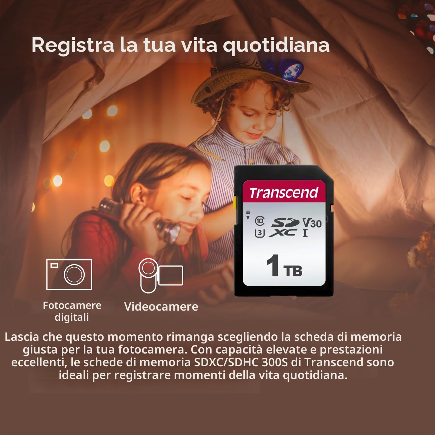 Transcend Scheda di memoria SDHC 300S da 16 GB UHS-I, C10, U3, V30, 4K, Full HD, fino a 95/40 MB/s (ideale per fotocamere digitali) con confezione Frustration Free - TS16GSDC300S-E