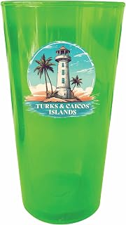 Turks and Caicos Islands Design A Souvenir Plastic 16 oz pint Green 2-Pack