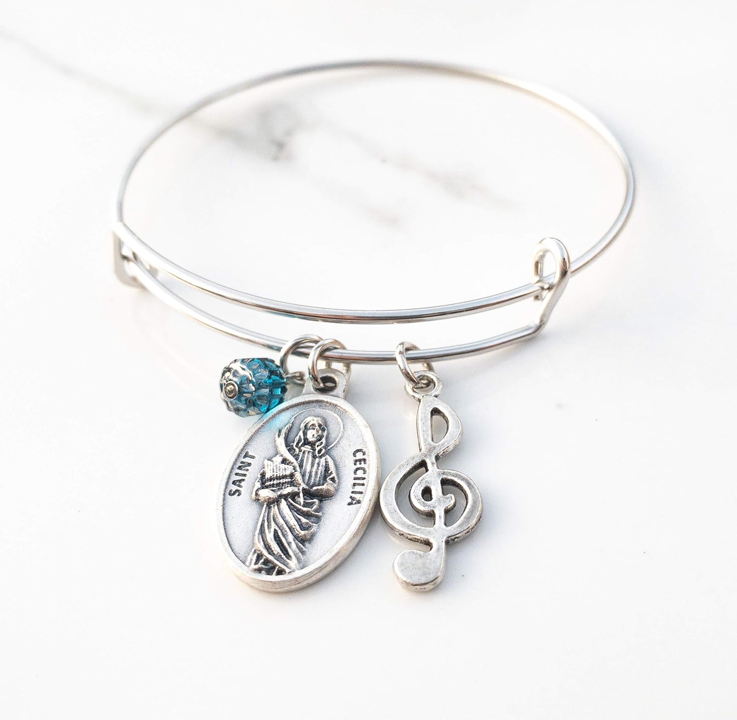 St Cecilia Music Lover Catholic Confirmation Bracelet for Girls - Image 2