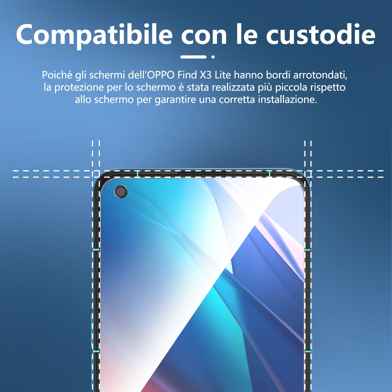 PELLICOLA IN VETRO TEMPERATO PER OPPO FIND X3 LITE PROTEZIONE