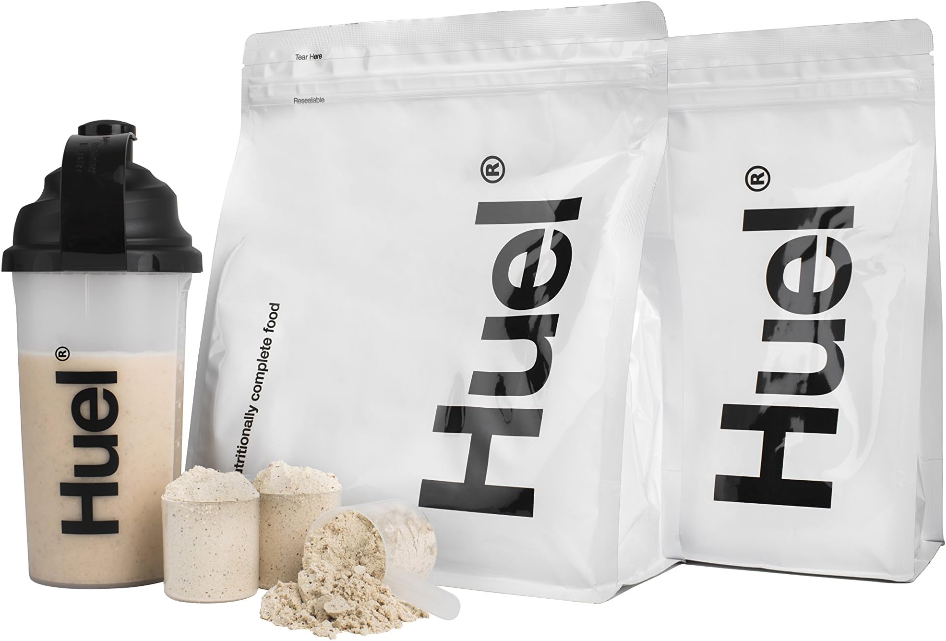 Huel Starter Kit - Includes 2 Pouches of Nutritionally Complete 100% Vegan Powdered Meal, Scoop, Shaker and Booklet (7.7lbs of Powder - 28 Meals) (Vanilla Gluten Free)