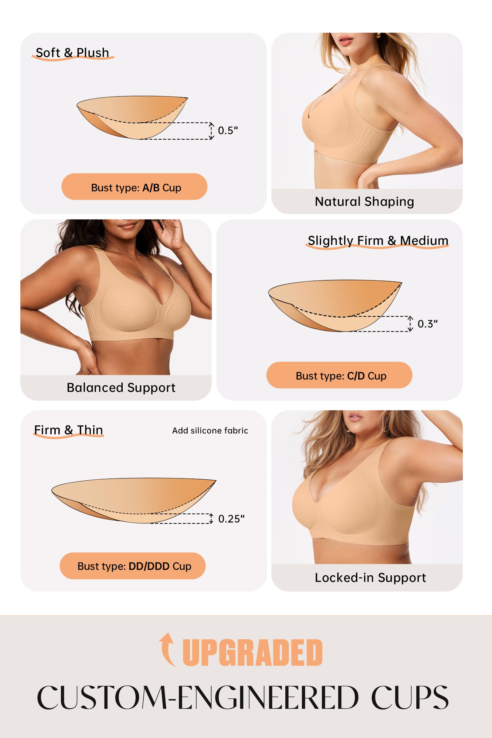 LetsJoli 2026 Jelly Bras for Women No Underwire Upgrade Wireless Deep V Seamless Push Up Plunge Comfortable Bralettes — view 5
