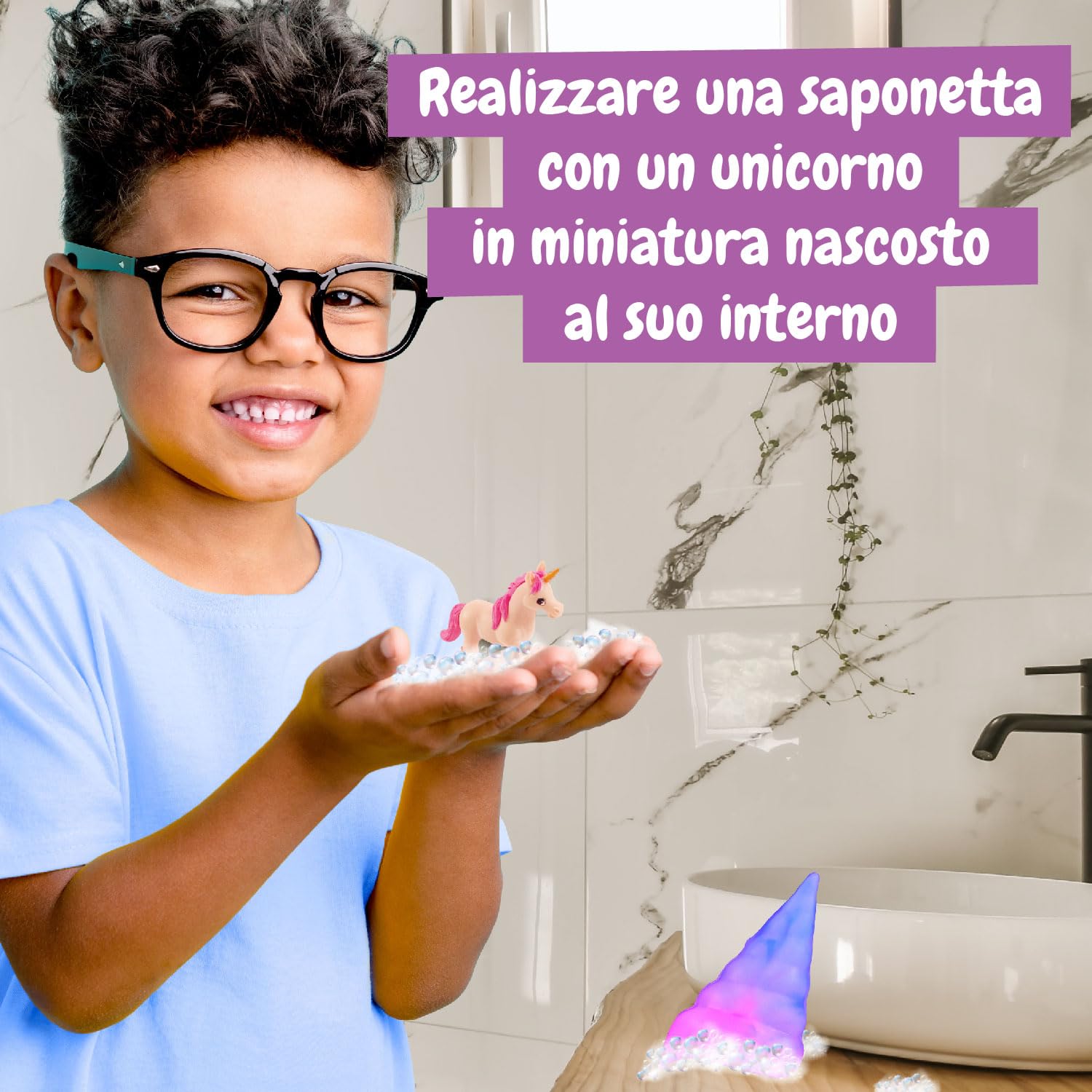 Science4you Unicorno Lab Kit per la Produzione di Sapone per Bambini 6 7 8+ Anni, Crea i tuoi Saponi con i Giocattoli dei Unicorno Fosforescenti All'interno, Regalo per Bambino e Bambina 6 7 8 9 Anni