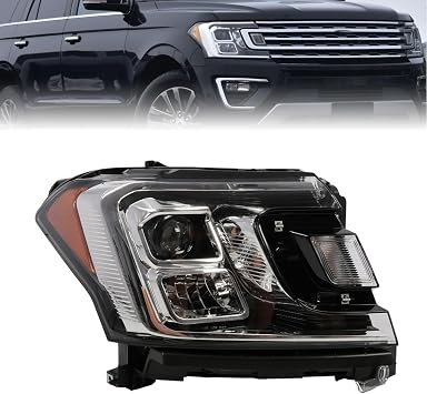 Passenger Side Halogen Headlight Assembly Compatible with Expedition XLT Limitated 2018 2019 2020 w/Bulbs Right Headlamp JL1Z-13008-K
