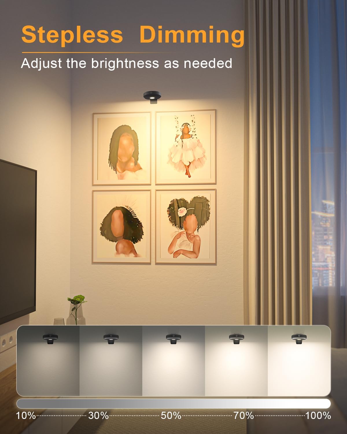 WILLED Picture Lights for Wall Rechargeable,Wireless Battery Operated Art Lighting for Paintings,Puck Lights with Remote,Picture Frame Lights,Dimmable & TimerWireless,Magnetic Gallery Light
