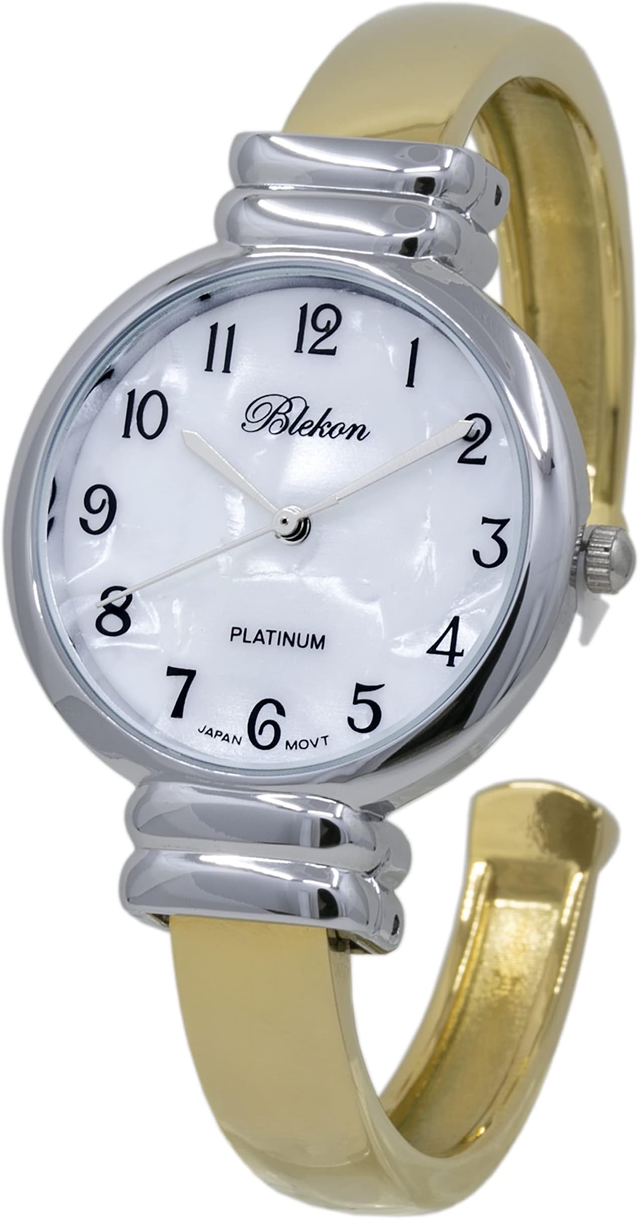 Original Mother of Pearl Cuff Bracelet Watch for Women with 31mm case Japanese Quartz Movement Metal hinged Bangle Style Cuff Wrist Watch for Ladies…