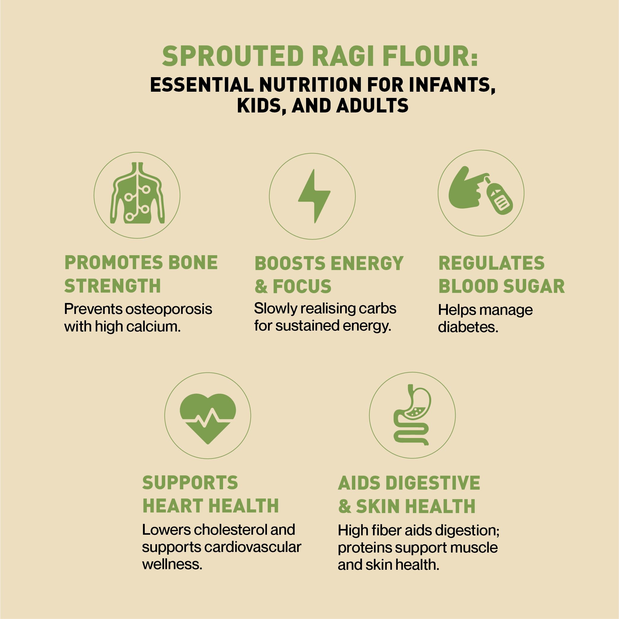 Zama Organics Sprouted Ragi Flour 1kg | Organically Grown Natural Nachni Atta | Gluten Free Finger Millet Flour | No Additives or Preservatives | Low Glycemic Index - Image 5 thumbnail