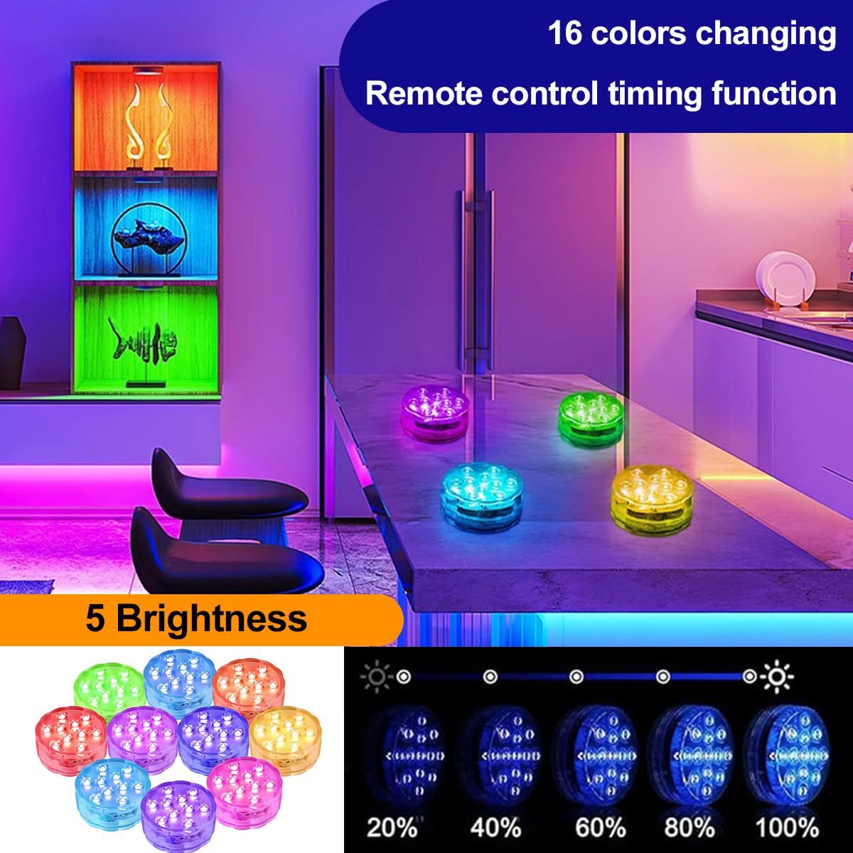 Mini-dompelbare led-verlichting met afstandsbediening voor vazen, aquariums, bubbelbaden, feesten kopen vanaf een prijs van 9.4