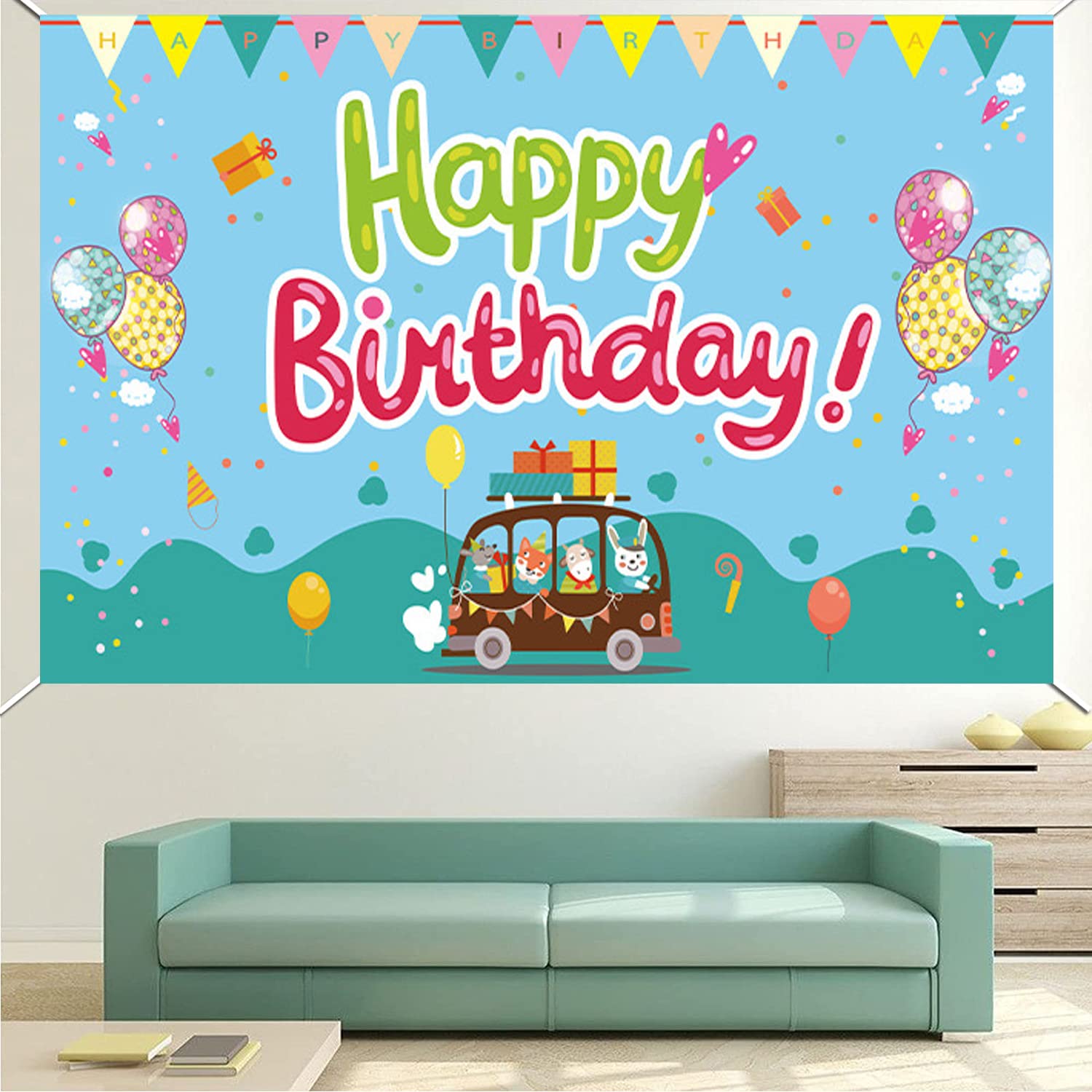 Happy Birthday Banner Als Fotohintergrund – 1,5 X 0,9 M, Buntes Design, Aus Vinyl, Für Kinderpartys
