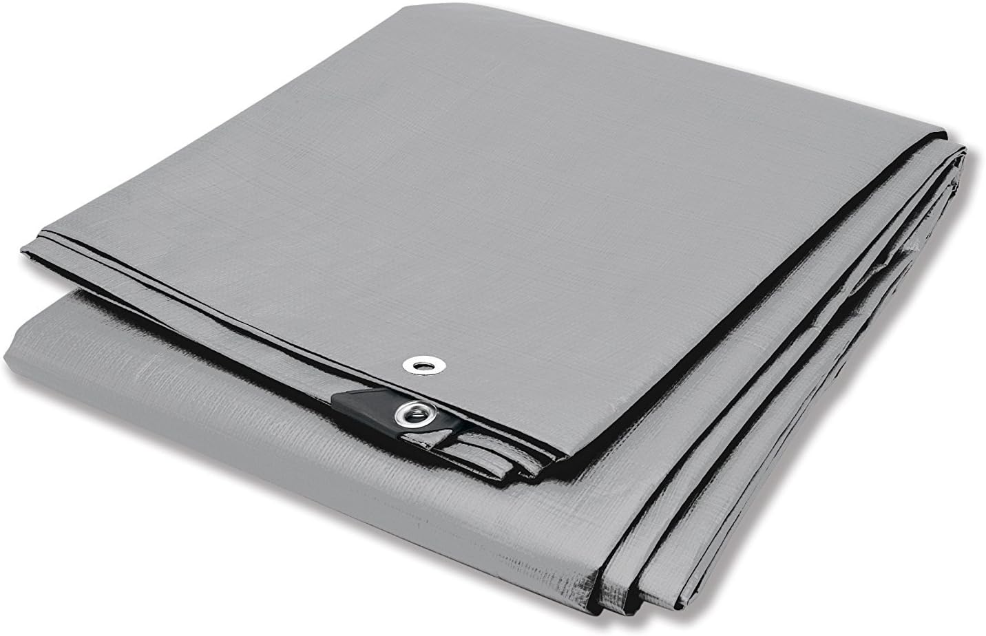 Folded Performance Tool Silver Heavy Duty Tarp showing grommets