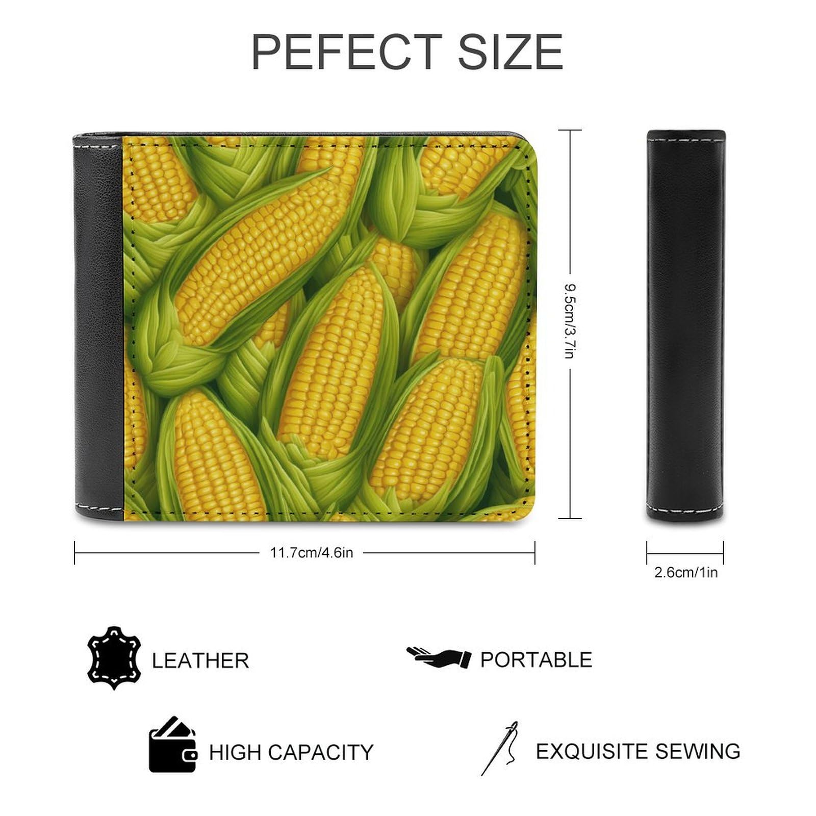 Corn Food Funny Billfold Wallet Credit Card Holder Slim Passcase Pouch Purse for Men Women