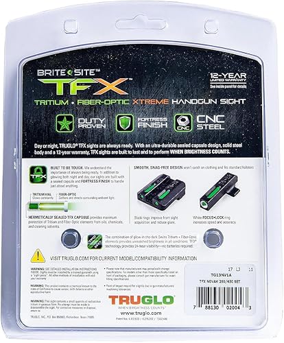 Miniatura 29 de TRUGLO TFX - Mira para pistola Tritio duradero resistente a los golpes, compacto y brillante y fibra óptica Xtreme vista diurna/nocturna