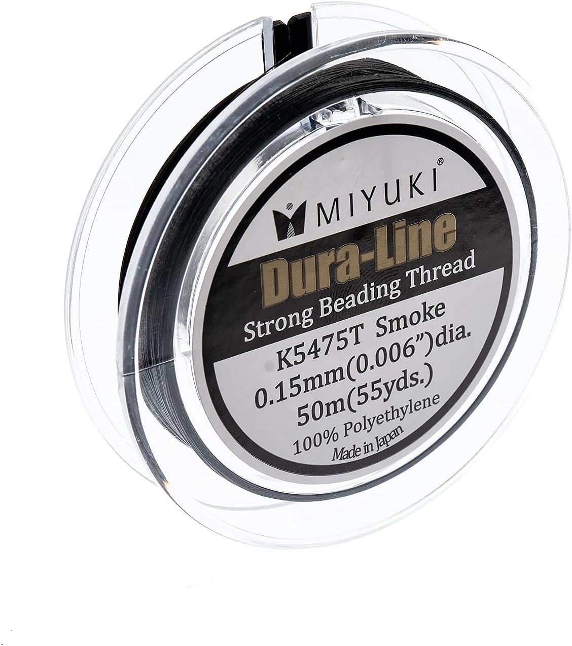 Miyuki Dura-Line 50m Smoke 0.15mm - Strong Beading Thread Used for DIY Jewelry Making, Arts and Craft, Crochet and Cloth Weaving