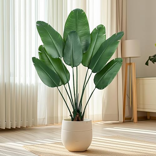 Planta artificial de ave del paraíso de 4 pies, plantas artificiales para interiores y exteriores, plantas artificiales para interiores y exteriores