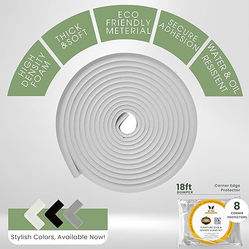 Miniatura 6 de Protector de borde de mesa a prueba de bebés (borde de 18 pies + 8 esquinas) protector de esquinas y bordes a prueba de bebés, espuma de goma NBR