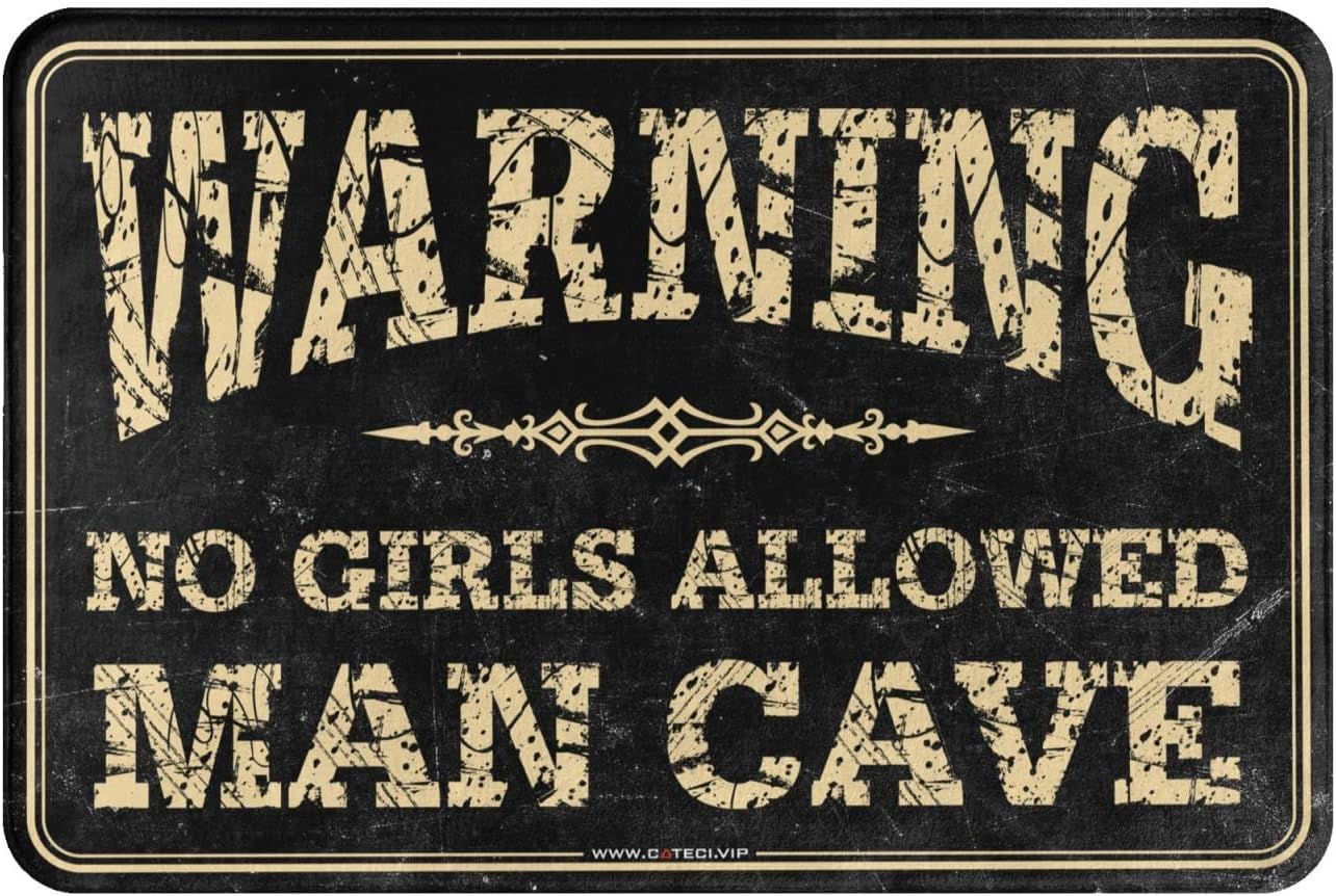 Door Mats Indoor Entrance Warning! Man Cave No Girls Allowed Rug Rugs for Kitchen Door Mats Outdoor Large(40X60CM)