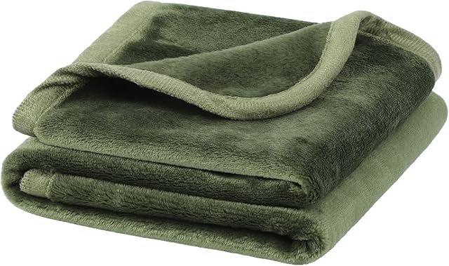 PiccoCasa Soft and Warm Flannel Fleece Pets Blanket, Lightweight All-Seasons Fuzzy Blanket for Cats&Dogs , Luxury Comfy Decorative for Couch Living Room Fern Green 58 x 75cm
