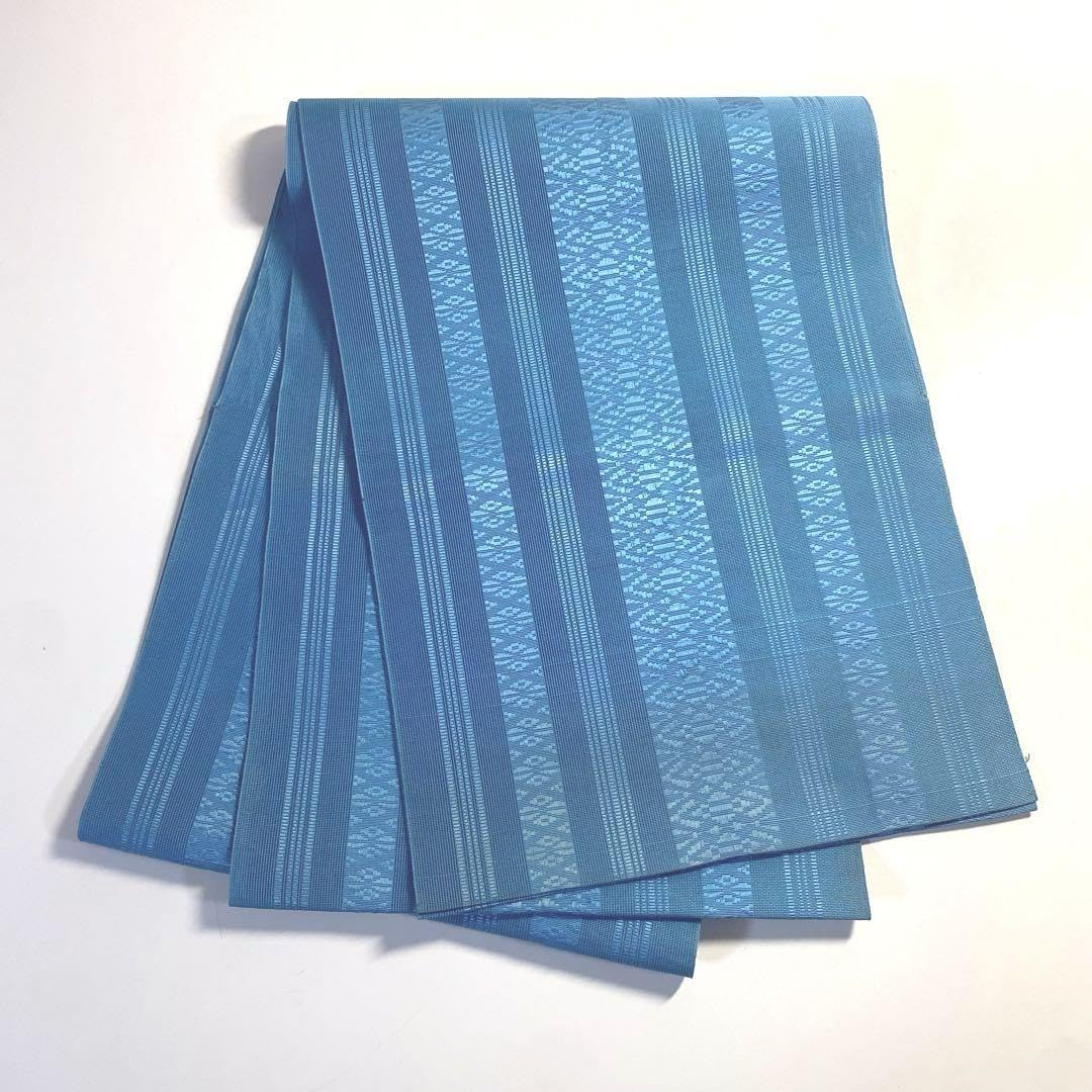 Amazon.co.jp: 4k10名古屋帯 絹 夏帯 夏物 博多帯 博多織工業組合 青 