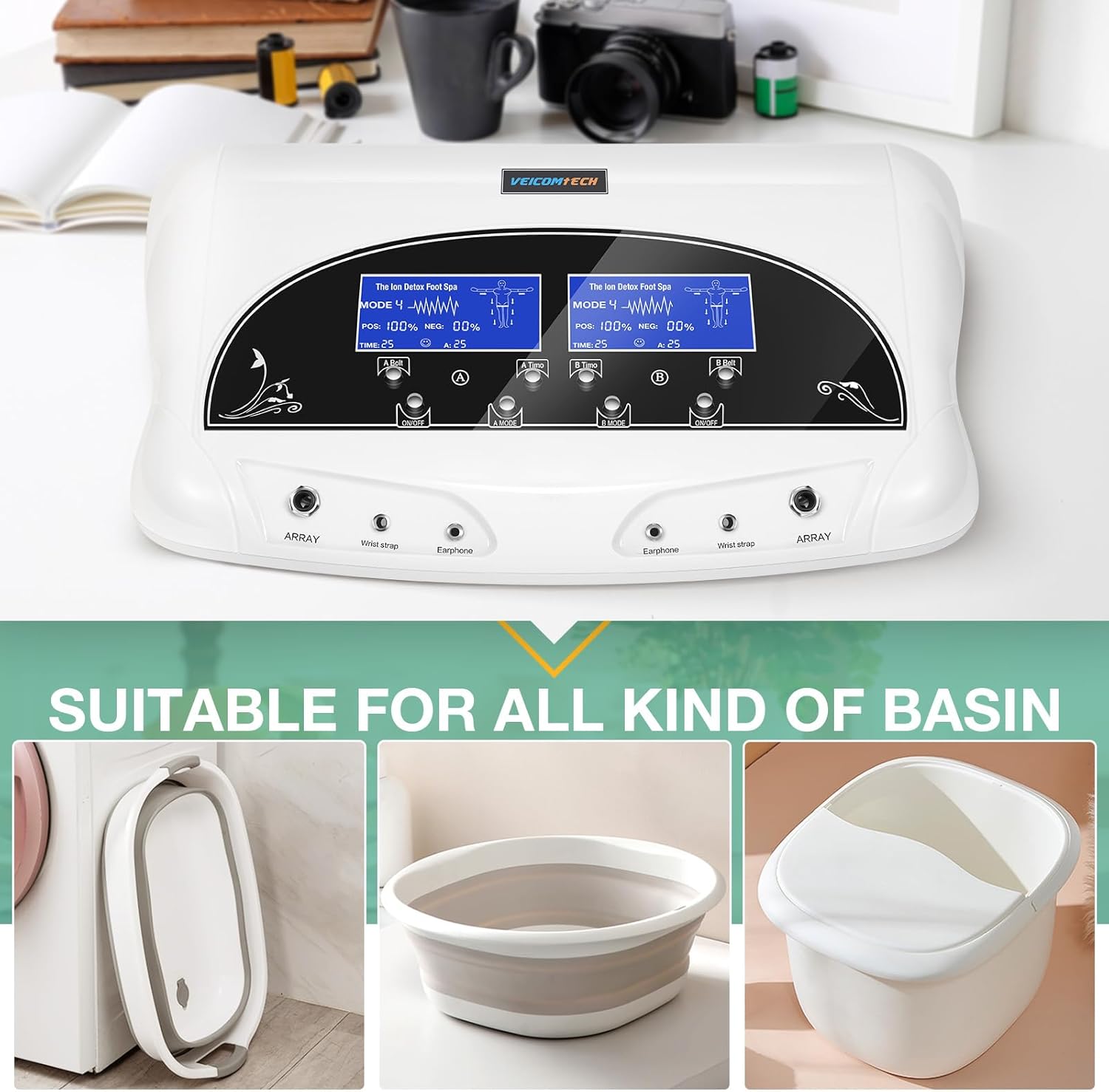Different types of foot basins compatible with the machine