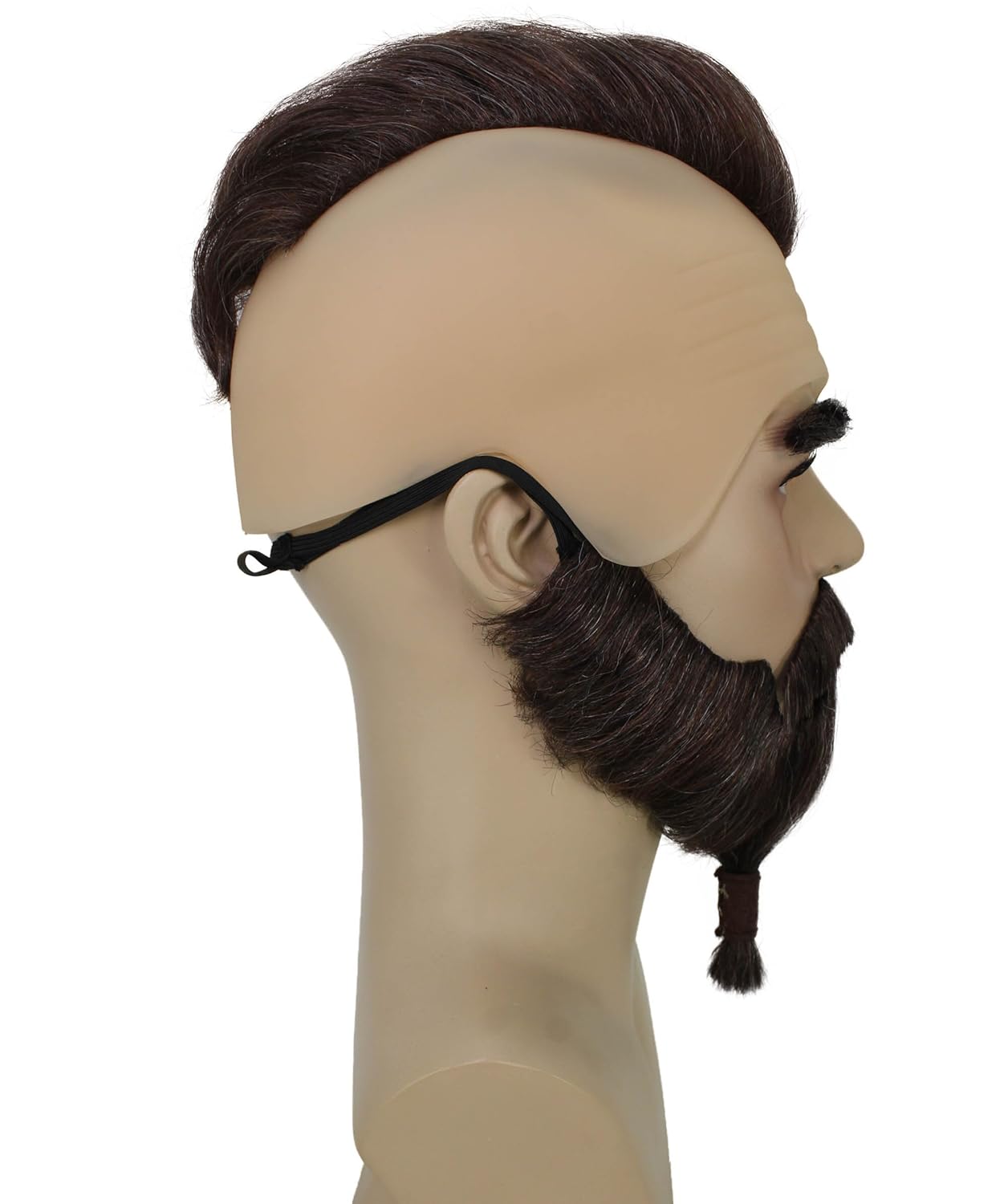 Men's 3D Character Brown Wig with Mustache, Beard & Eyebrows | Full Facial Hair Cosplay Set | Flame-Resistant Synthetic Hair for Halloween, Costume, Party, Stage