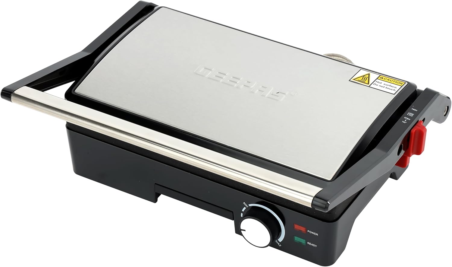 Geepas Stainless Steel Grill Maker, Power and Ready Light, GGM5394 | Non-Stick Cooking Plate | Easy to Clean | Practical Cable Winding | Lid Locking for Space-Saving Vertical Storage | Pilot Light Geepas Stainless Steel Grill Maker, Power and Ready Light, GGM5394 | Non-Stick Cooking Plate | Easy to Clean | Practical Cable Winding | Lid Locking for Space-Saving Vertical Storage | Pilot Light