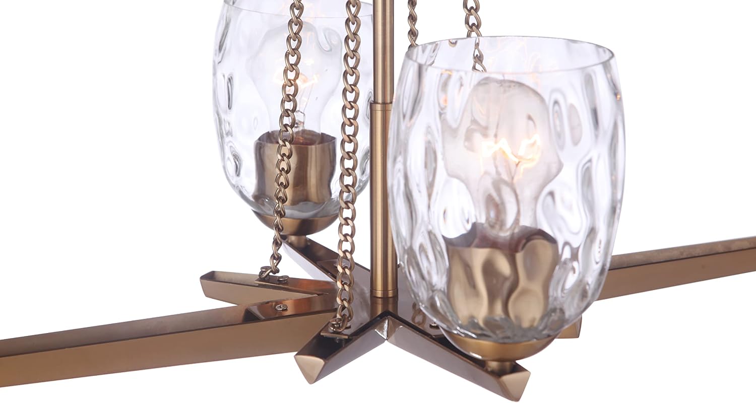 Craftmade Guiding Star 4 Light Island Linear Chandelier, Satin Brass, 57374-SB