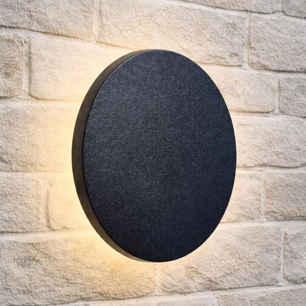 CGC Lighting Outdoor Outside Wall Lights Modern Black LED 4000k Mains Power IP65 Garden House (Black Round)