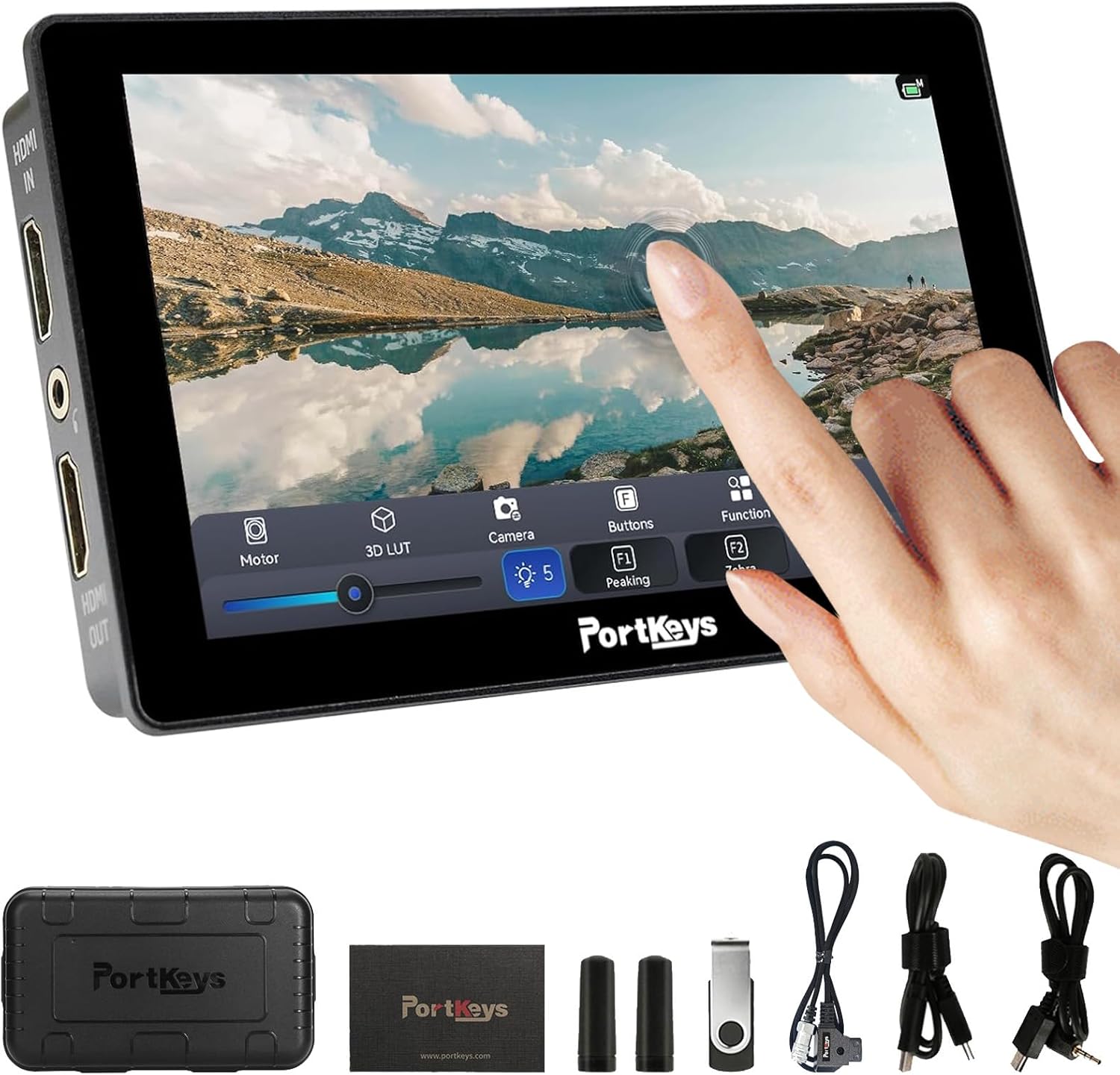 Portkeys LH5P II 5.5" 2000nit Touchscreen Control Camera Field Monitor Metal Frame Bluetooth, Compatible with FX3/A7S III/ZV-E10, R5/R6/C70, BGH1/GH6, BMPCC 4K/6K, ZCAM E2