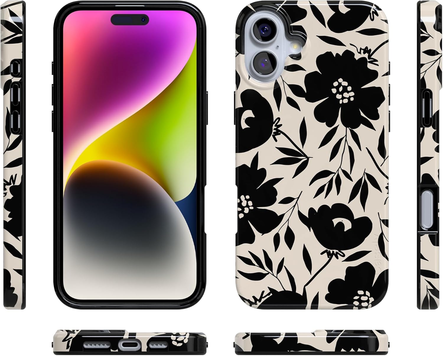 Casely iPhone 16 Plus Case | Dark Fantasy | Contrast Floral | Compatible with MagSafe | Classic Ultra Slim Design