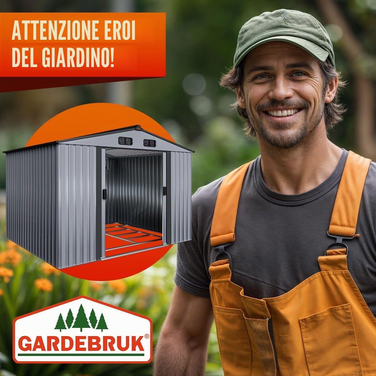 GARDEBRUK® Casetta per Attrezzi da Giardino Capanno in Metallo da Esterno 5m² con Base 260x205x180cm Capannone XXL
