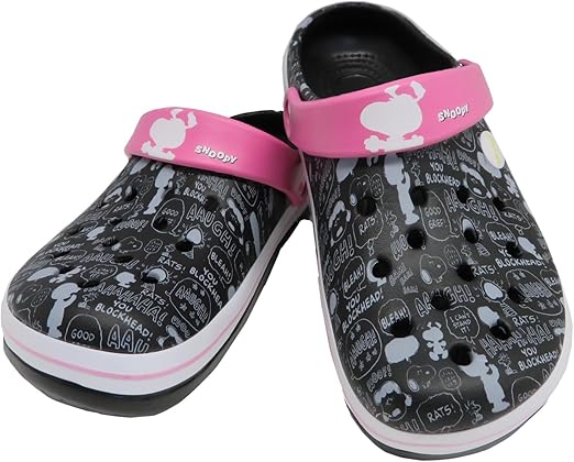 Amazon アドバンス スヌーピーサンダル ロゴピンズ付 コミックスヌーピー ブラック レディースs 22 23cm Kuro アドバンス スリッパ 通販