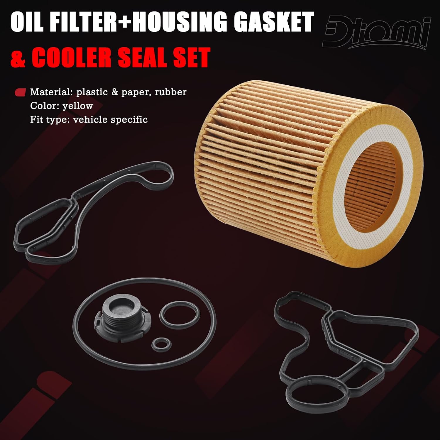Engine Oil Filter Housing Gasket Cooler Seal Kit Compatible With BMW Vehicle X1 X3 X5 N26 N52 N54 N56 E60 E90 E91 128i 135i 328i 328xi 330i 330xi 335i 335is 335xi 530i 535i 535xi Replace# 11427566327