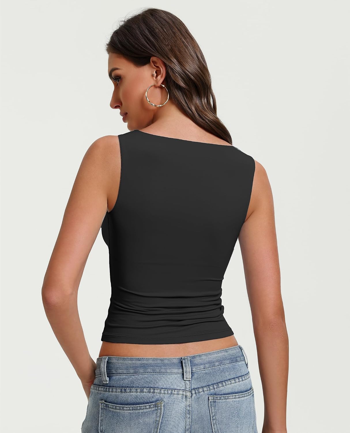 Avidlove Boat Neck Tops for Women Seamless Double Lined Tank Top Cute Shirt Fitted Summer Lounge Going Out