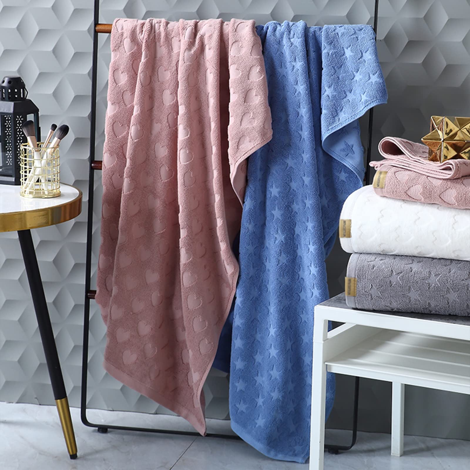 XUEMML Badetücher 4er Set, Badetuch Aus 100% Reiner Baumwolle 70x140CM Badetücher Für Badezimmer, Weiche, Saugfähige Badetücher Extra Groß, Badetücher-Sets Für Badezimmer, Hotel, Spa