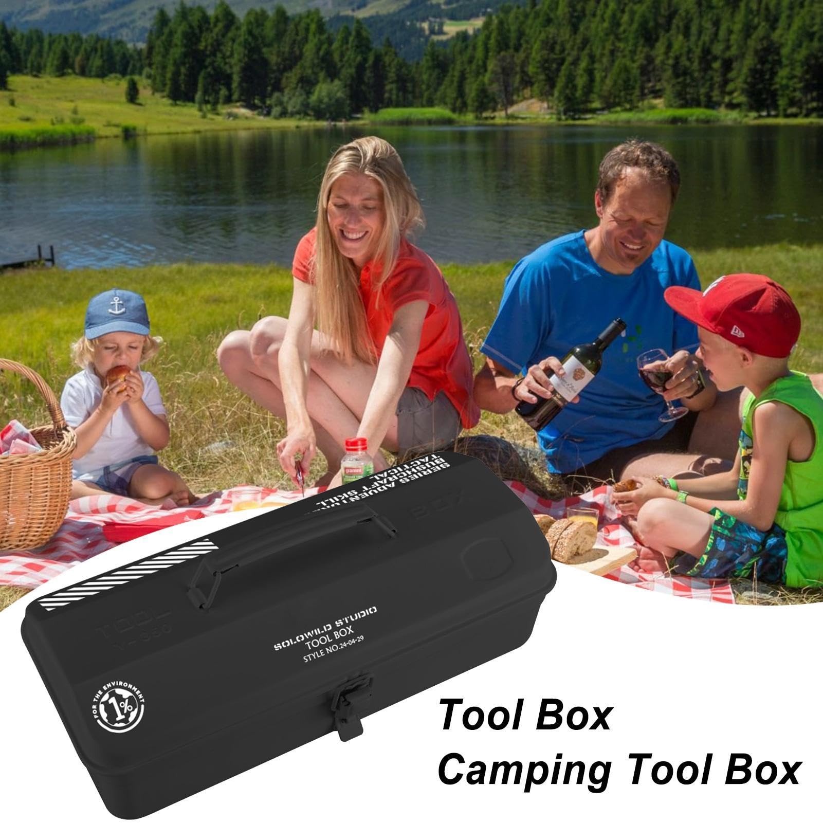 Portautensili | Scatola portautensili in metallo con manico – Valigetta multiuso portatile, organizer per campeggio, escursionismo, viaggi | Custodia multiuso, cassetta degli attrezzi portatile, organizer per campeggio, escursionismo, v
