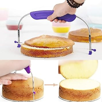 Professional Cake Leveller Cutter, Cake Slicer, Cake Leveller, Cake Cutter Leveller, Adjustable Stainless Steel Wire Cake Slicer Cutter, for Birthday Layer(Purple 27.3 * 15.8cm)