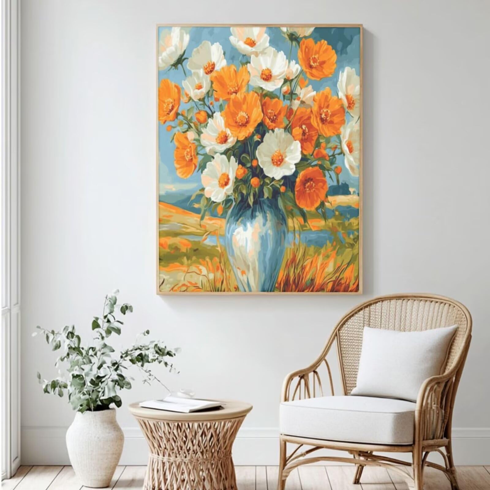 MK363 Malen nach Zahlen für Erwachsene, DIY Malen nach Zahlen, Vase, Acrylfarbe nach Zahlen für Erwachsene/Anfänger, Ölgemälde, Basteln für Heimdekoration, 70 x 100 cm, ohne Rahmen)