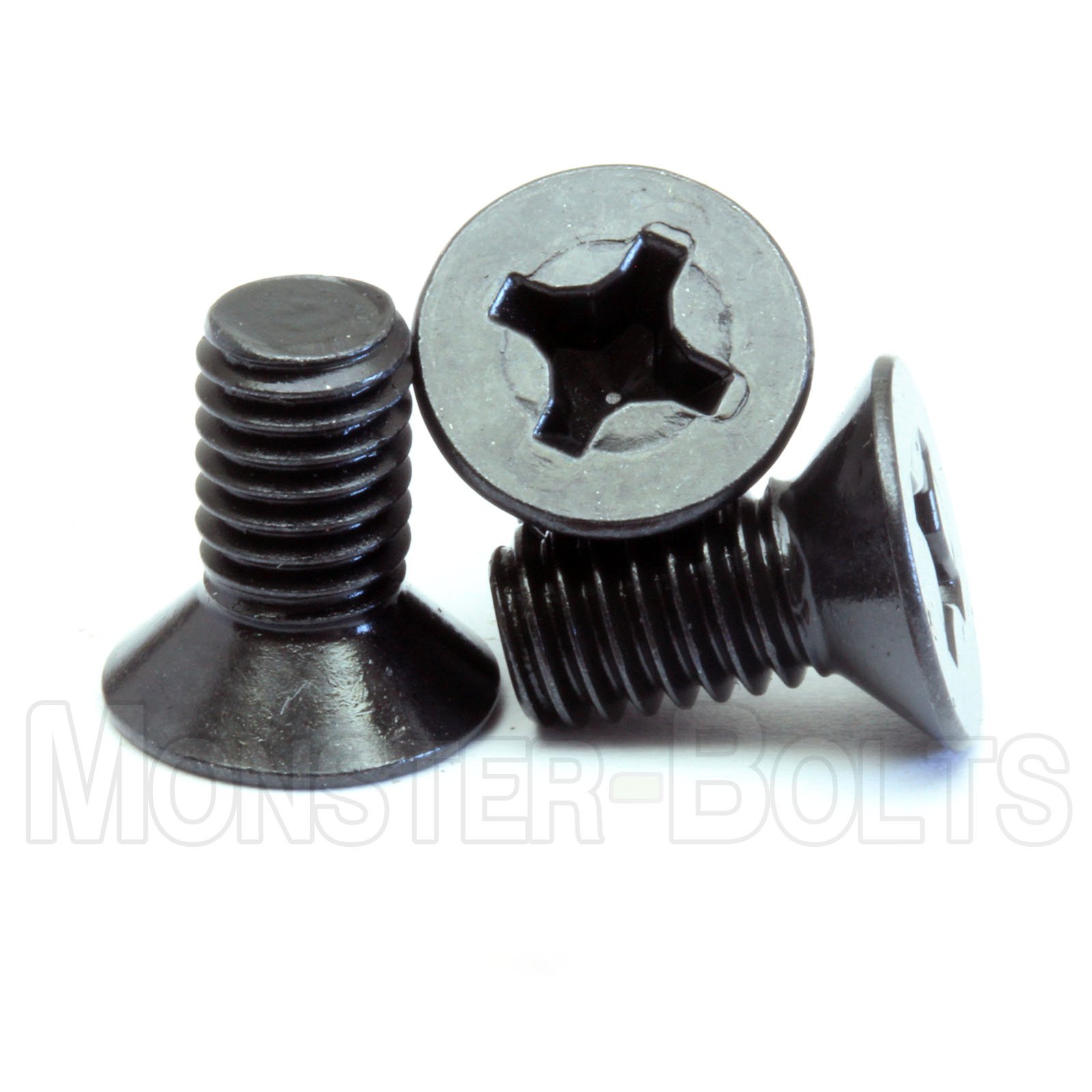 MonsterBolts - M4 x 16mm Phillips Flat Head, DIN 965, Alloy Steel, Black Oxide, 50 Pack