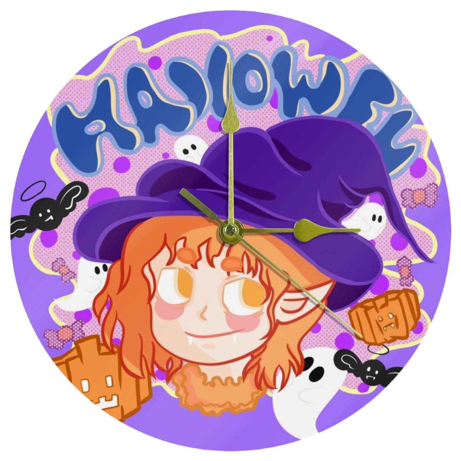 Horloge silencieuse Halloween 24 cm pour un sommeil paisible au bureau