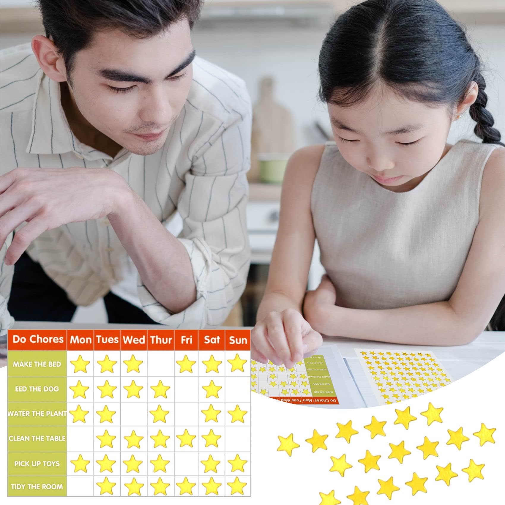 5400 Stück 50 Blatt Gold Star Aufkleber, Belohnungsaufkleber für Kinder, Kleine Stern Aufkleber für Belohnungstabelle (50)